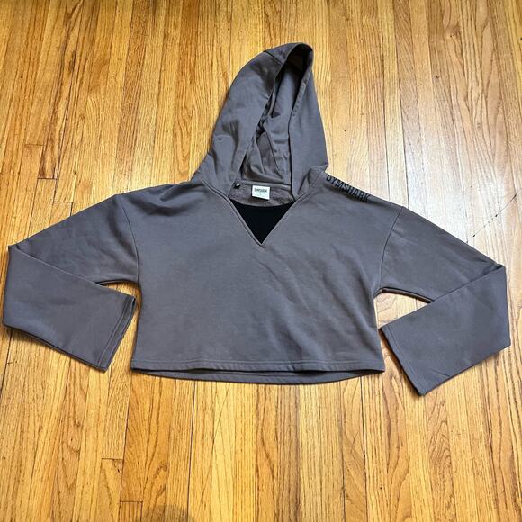 Gymshark Hoodie Womens Small Cropped Sweatshirt Gray Purple - Picture 1 of 7